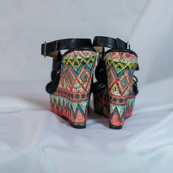 Dolce By Mojo Moxy Wild Thing Wedge Heel Macrame Platform Sandals Boho Sz 8.5 M - Picture 5 of 10